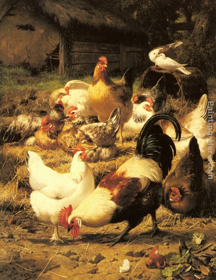 Eugene Remy Maes Poultry in a Farmyard painting anysize 50 off